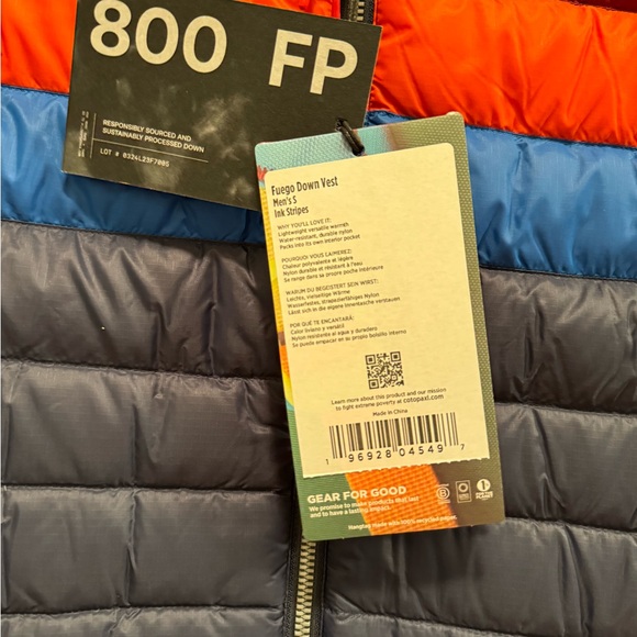 Cotopaxi Fuego Down Vest SMALL Ink Stripes BRAND NEW NWT - Picture 5 of 9